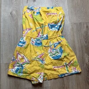 Urban Outfitters‎ Kimchi Blue Palm Beach Strapless Playsuit / Romper Size M
